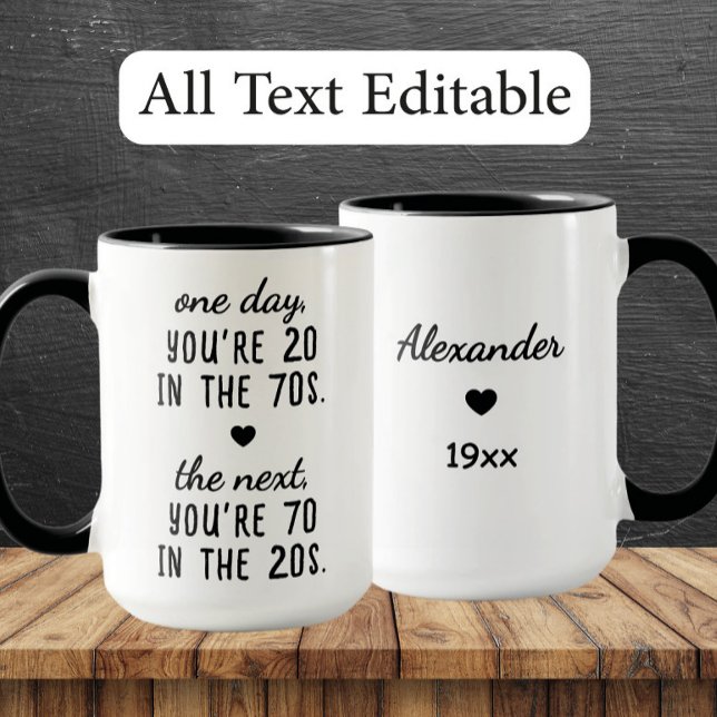 Funny 70th Birthday Personalized Mug - Age Humor (Créateur téléchargé)