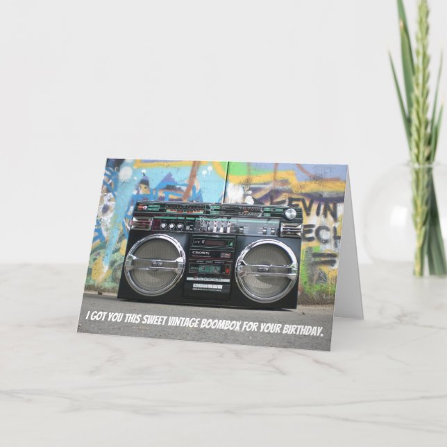 Funny 80s Retro Boombox carte d'anniversaire (Devant)
