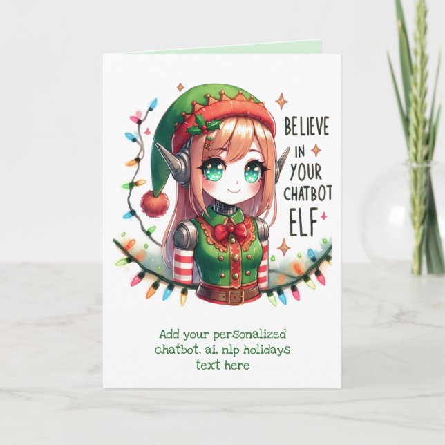 Funny Ai Chatbot Elf Carte de voeux Entreprise (Devant)