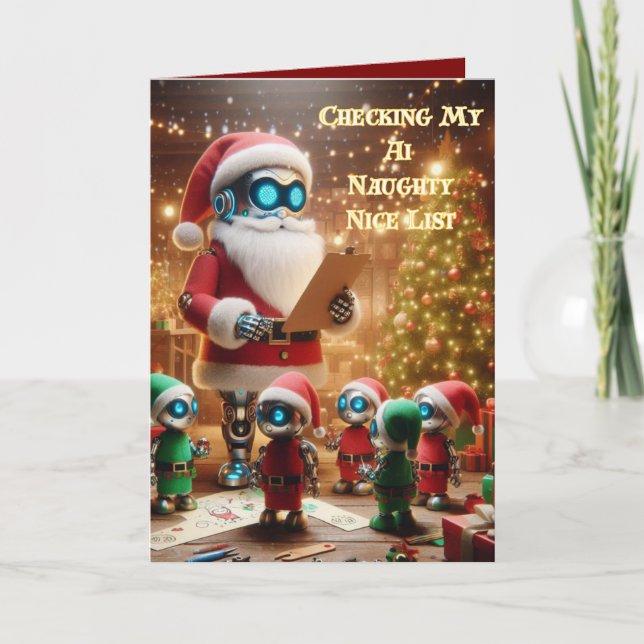 Funny Ai Chatbot Père Noël Carte de voeux Entrepri (Devant)