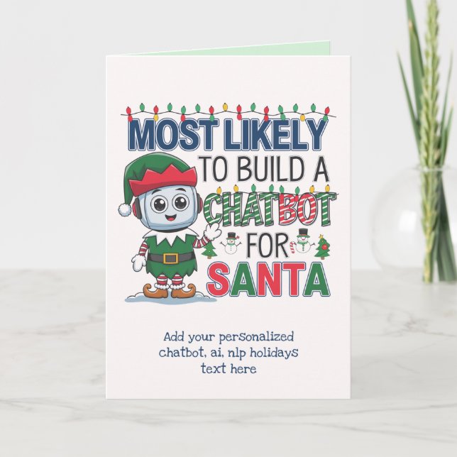 Funny Ai Père Noël Chatbot Carte de voeux Entrepri (Devant)