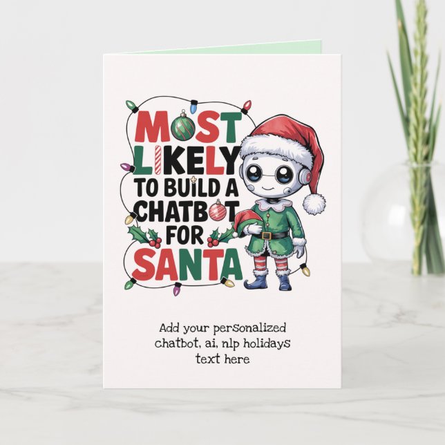 Funny Ai Père Noël Chatbot Carte de voeux Entrepri (Devant)
