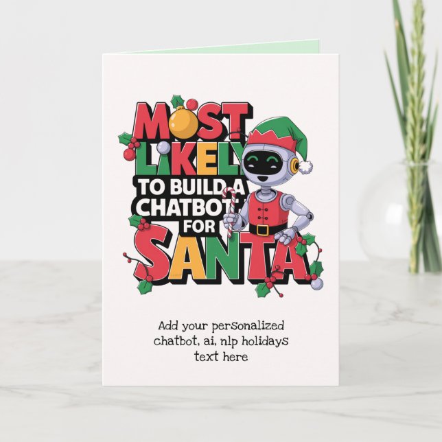 Funny Ai Père Noël Chatbot Carte de voeux Entrepri (Devant)