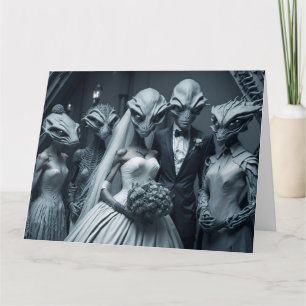FUNNY ALIEN SCI-FI MARIAGE CARTE DE FÉLICITATIONS