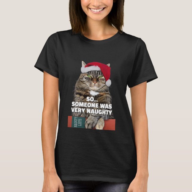 Funny angry cat Christmas T-Shirt (Devant)