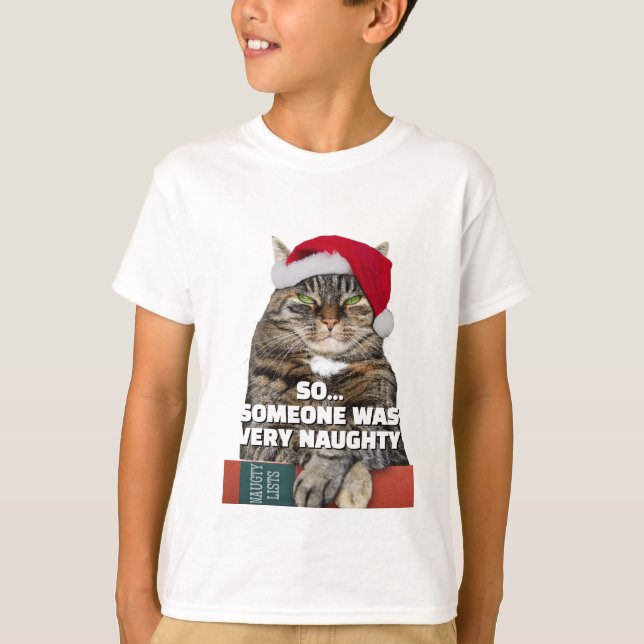 Funny angry cat Christmas T-Shirt (Devant)