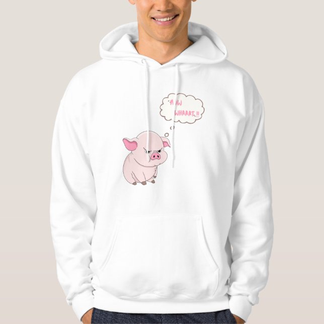 Funny Angry Pig Now Whaat Pullover Hoodie (Devant)