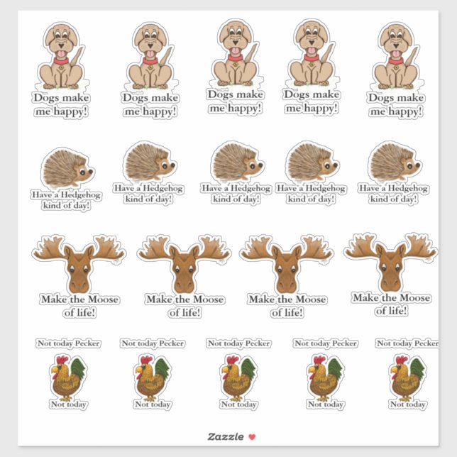 Funny animal stickers  (Feuille)