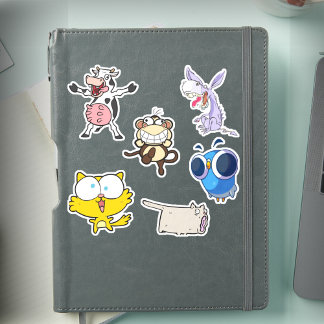 Funny Animal vinyl Sticker Pack Silly Cartoons