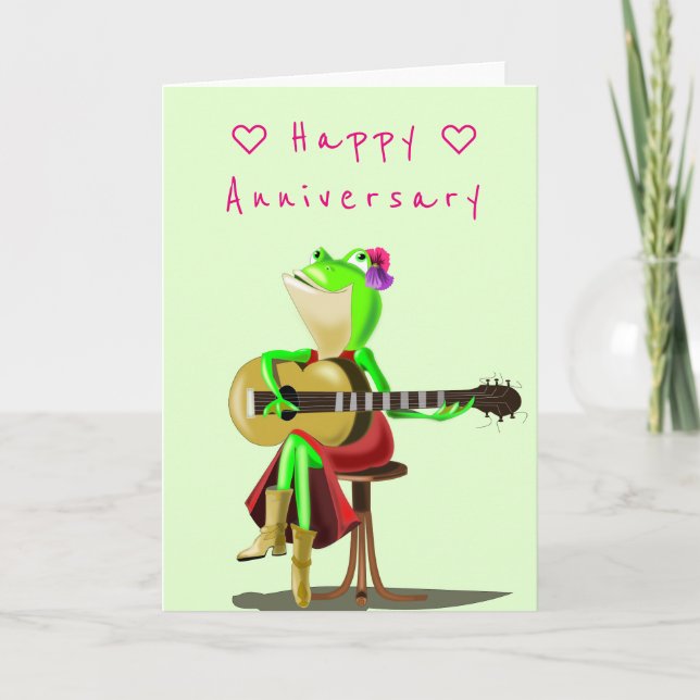 Funny Anniversaire Carte avec Guitare Player Frog (Devant)