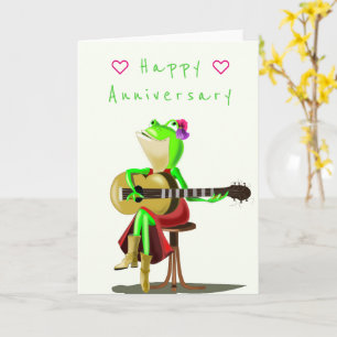Funny Anniversaire Carte Joyeux Guitare Frog