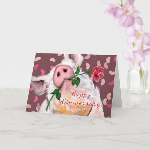 Funny Anniversaire Carte Porc de Gentleman avec Ro