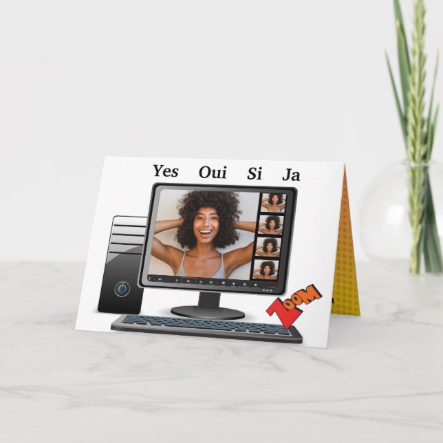 Funny Anniversaire Vidéo Conférence Call Carte de  (Devant)