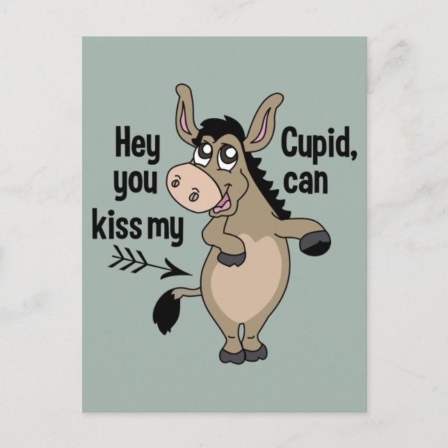 Funny Anti-Valentine Donkey carte postale (Devant)
