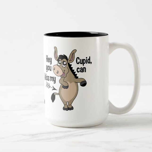 Funny Anti-Valentine Donkey nom personnalisé tasse (Droit)