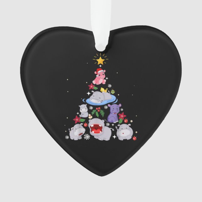 Funny arbre de Noël hippo | Hippopotame de Noël (devant)