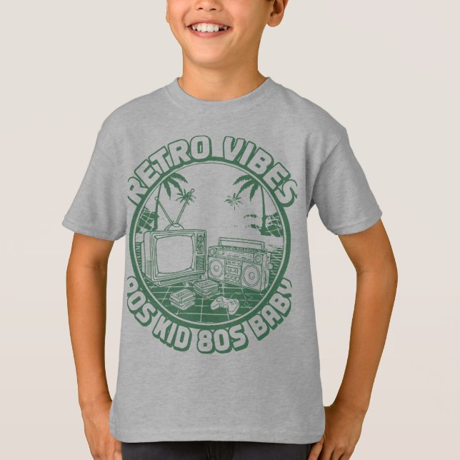 Funny Baby Shower T-Shirt for Boys – Retro Vibes K (Devant)