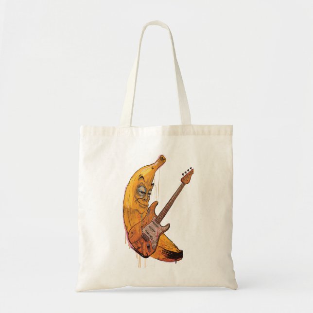 Funny Banana Guitar Tote Bag | Cartoon Music Bag (Devant)