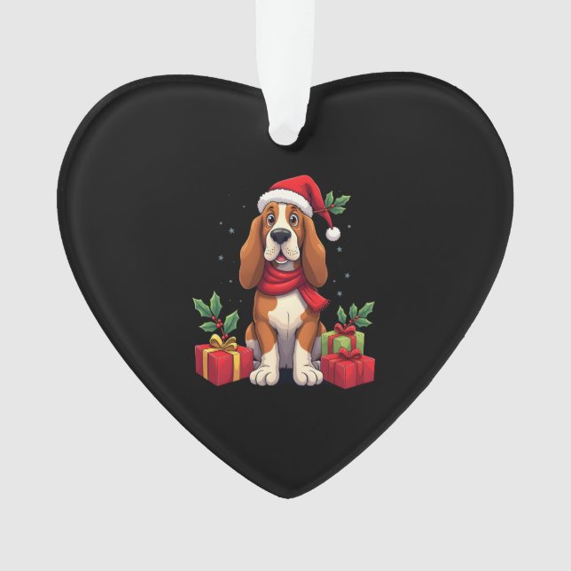 Funny Basset Hound Dog Christmas Outfits Santa Hat (devant)
