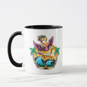 Funny Beach Flamant rose tropical Mug