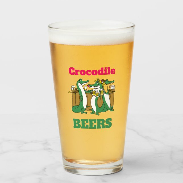 FUNNY ! BEERS crocodile en verre de pinte 16oz (Devant (rempli))