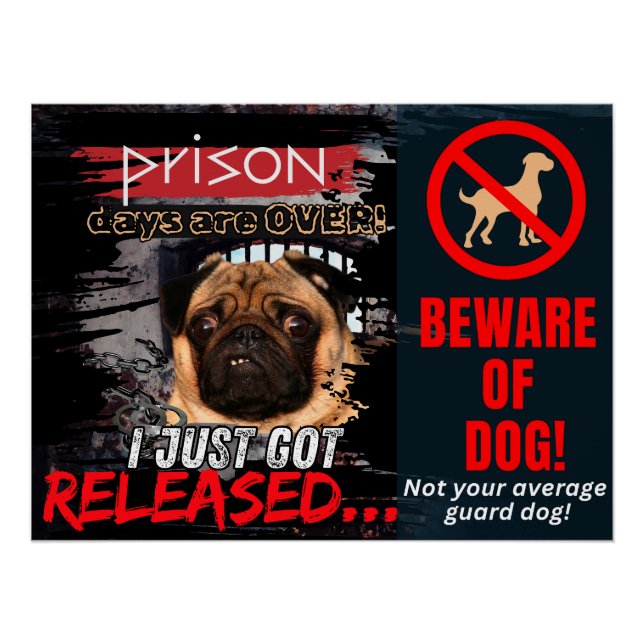 Funny Beware of Dog Poster – Guard Dog Wall Art (Devant)