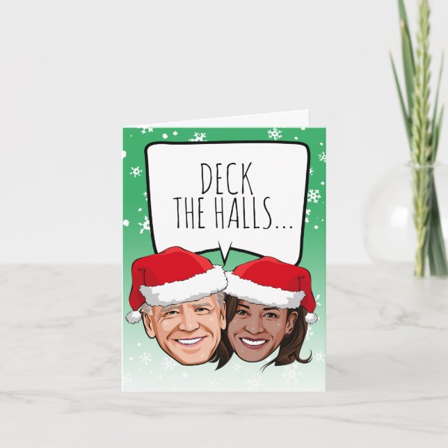 Funny Biden Harris Carte de Noël : Deck halls (Devant)