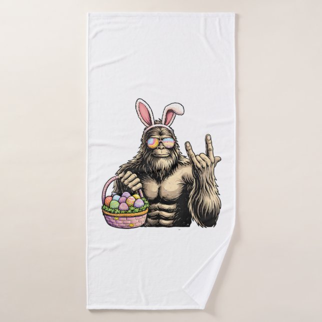 Funny Bigfoot Easter Egg Rock Sasquatch Easter Day (Serviette de bain)