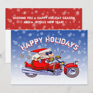 Funny Biker Santa Claus Carte de voeux de vacances