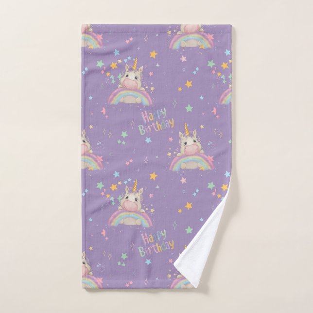 Funny Birthday Unicorn (Serviette à main)
