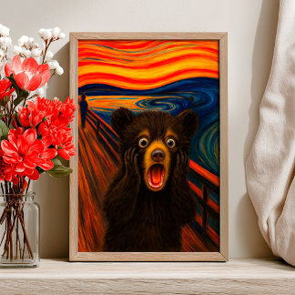 Funny Black Bear Scream Inspired Poster