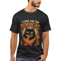 Funny Black Cat Hugging Pumpkin T-Shirt
