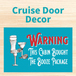 Funny Blue Booze Cabin Door Cruise Ship Magnet<br><div class="desc">Funny magnet for your cruise ship cabin door. Vintage style drawing of beer glass, margarita glass and martini glass. Warn your fellow cruise ship mates that a lot of partying is going to be happening. Fun typography Warning This Cabin Bought The Booze Package. Red, white blue and black color theme....</div>