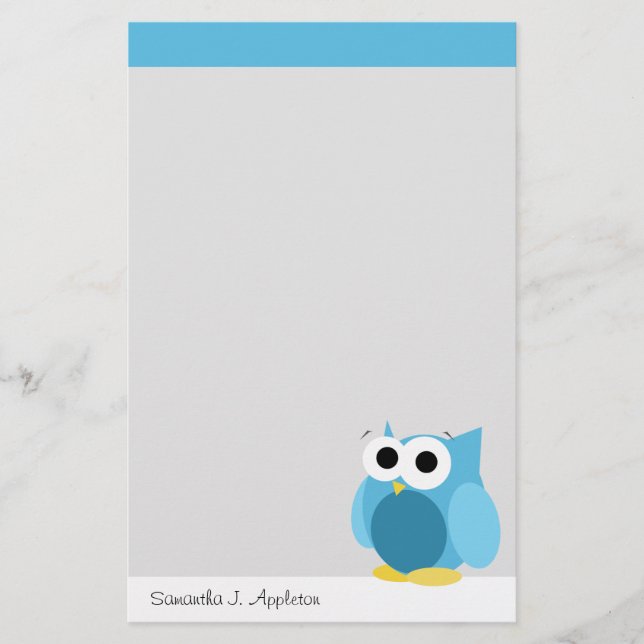 Funny Blue Owl - Papeterie personnalisée (Devant)