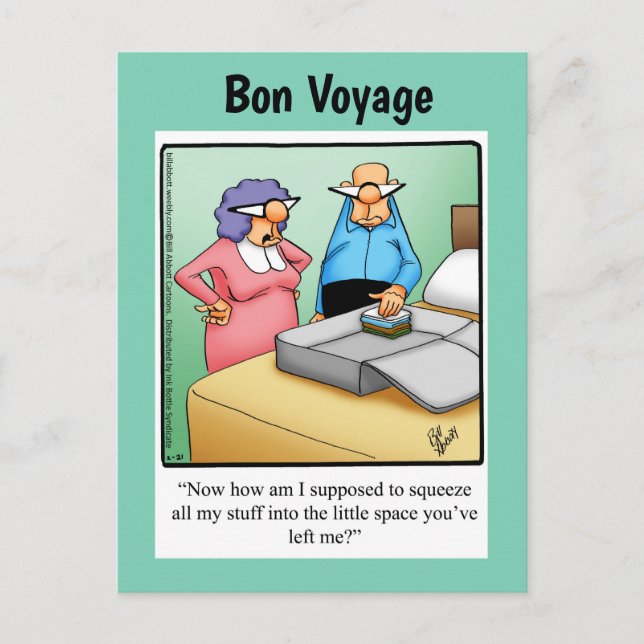 Funny Bon Voyage Humour Carte postale (Devant)
