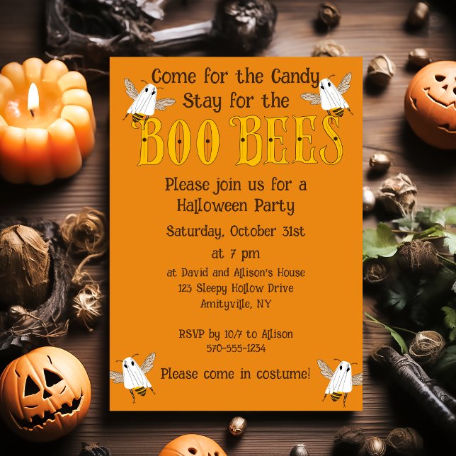 Funny Boo Bees Halloween Party Invitation (Créateur téléchargé)