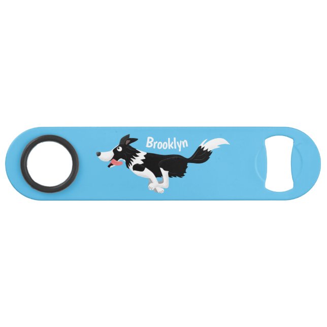 Funny Border Collie chien en course dessin animé (Devant (Horizontal))