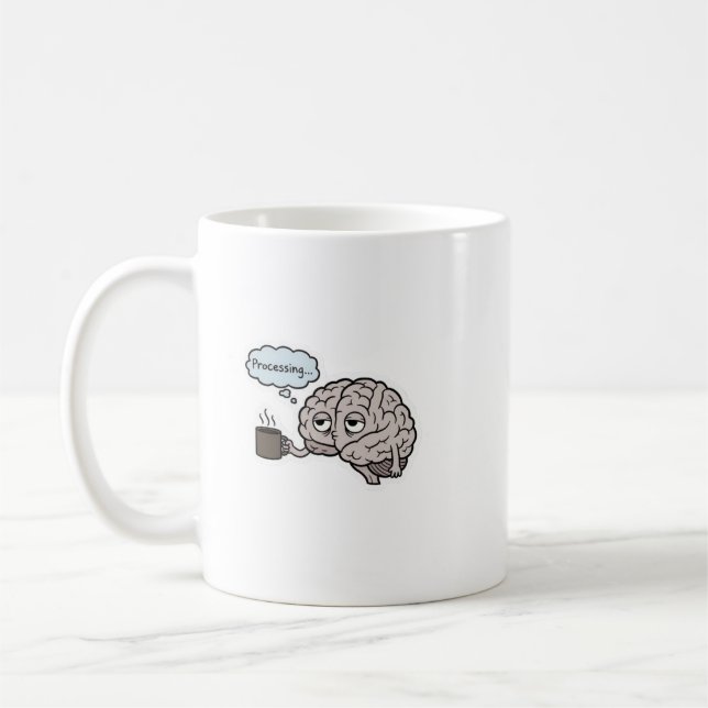 Funny Brain Drinking Coffee Mug - Cute Science & C (Gauche)