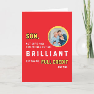 Funny Brilliant Son Rouge Photo Carte Anniversaire