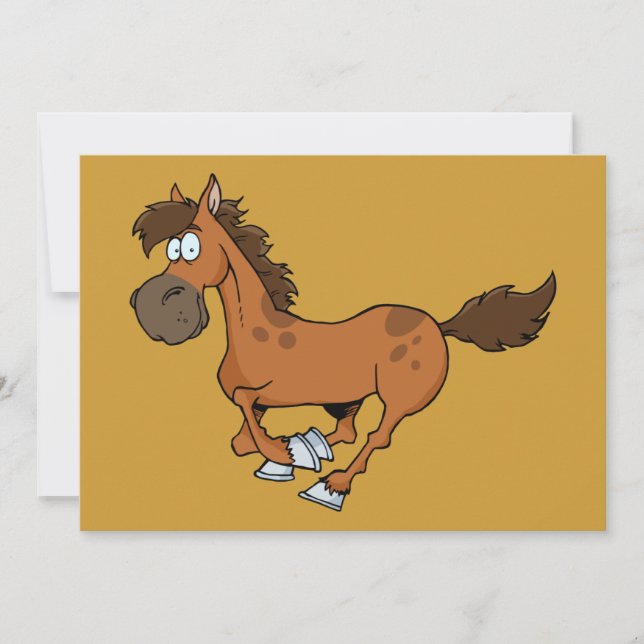 FUNNY BROWN CARTOON CHEVAL EN COURSE DE GALLOPING (Devant)