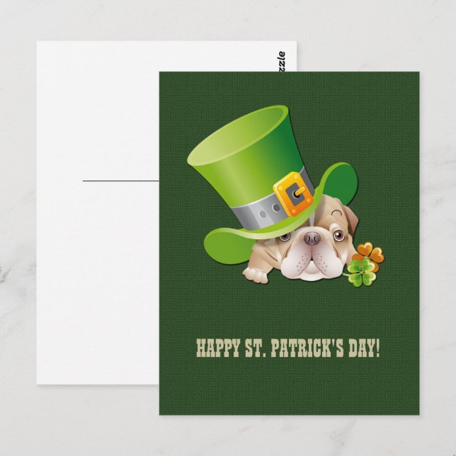 Funny Bulldog St.Patrick's Day Cartes postales (Devant / Derrière)