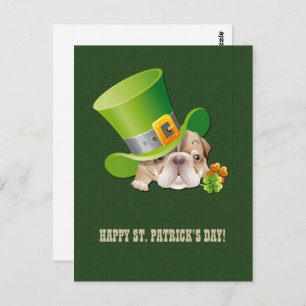 Funny Bulldog St.Patrick's Day Cartes postales