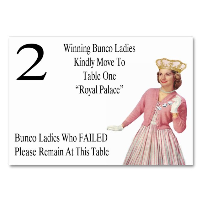 Funny Bunco Cartes de table Reine #2 (Dos)