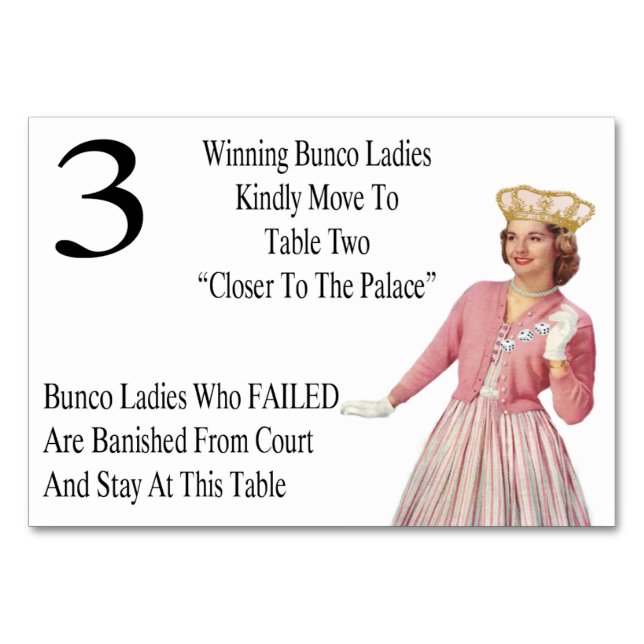 Funny Bunco Cartes de table Reine #3 (Devant)