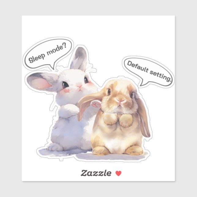 Funny Bunny Sticker – Sleep Mode vs Default (Feuille)