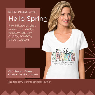 Funny But True Bonjour Printemps T-Shirt col V