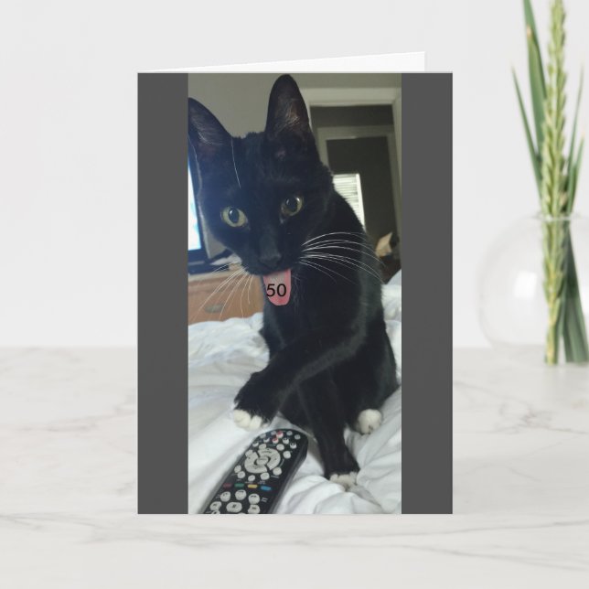 Funny carte d'anniversaire 50e chat (Devant)