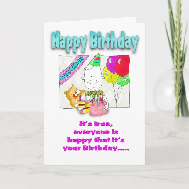 Funny Carte d'anniversaire avec gâteau_ (Devant)