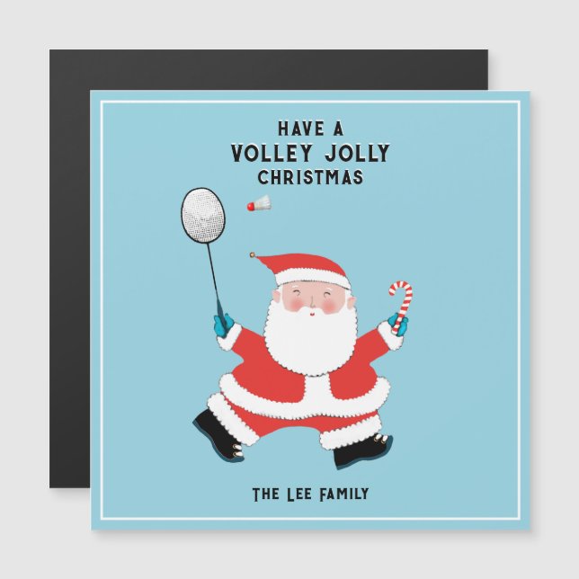 Funny Cartes de fin de année de Noël de Badminton (Devant / Derrière)