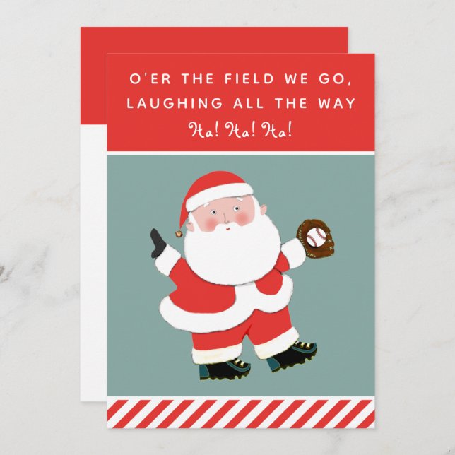 Funny Cartes de fin de année de Noël de baseball (Devant / Derrière)